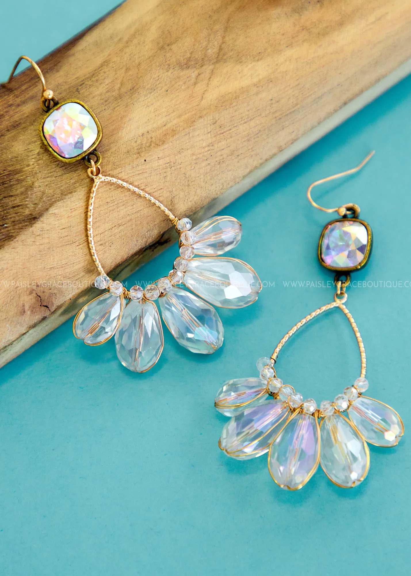 Gail Crystal Teardrop Earrings by Pink Panache