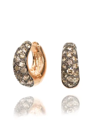 Garavelli 18K Rose Gold Brown Diamond Huggie Earrings