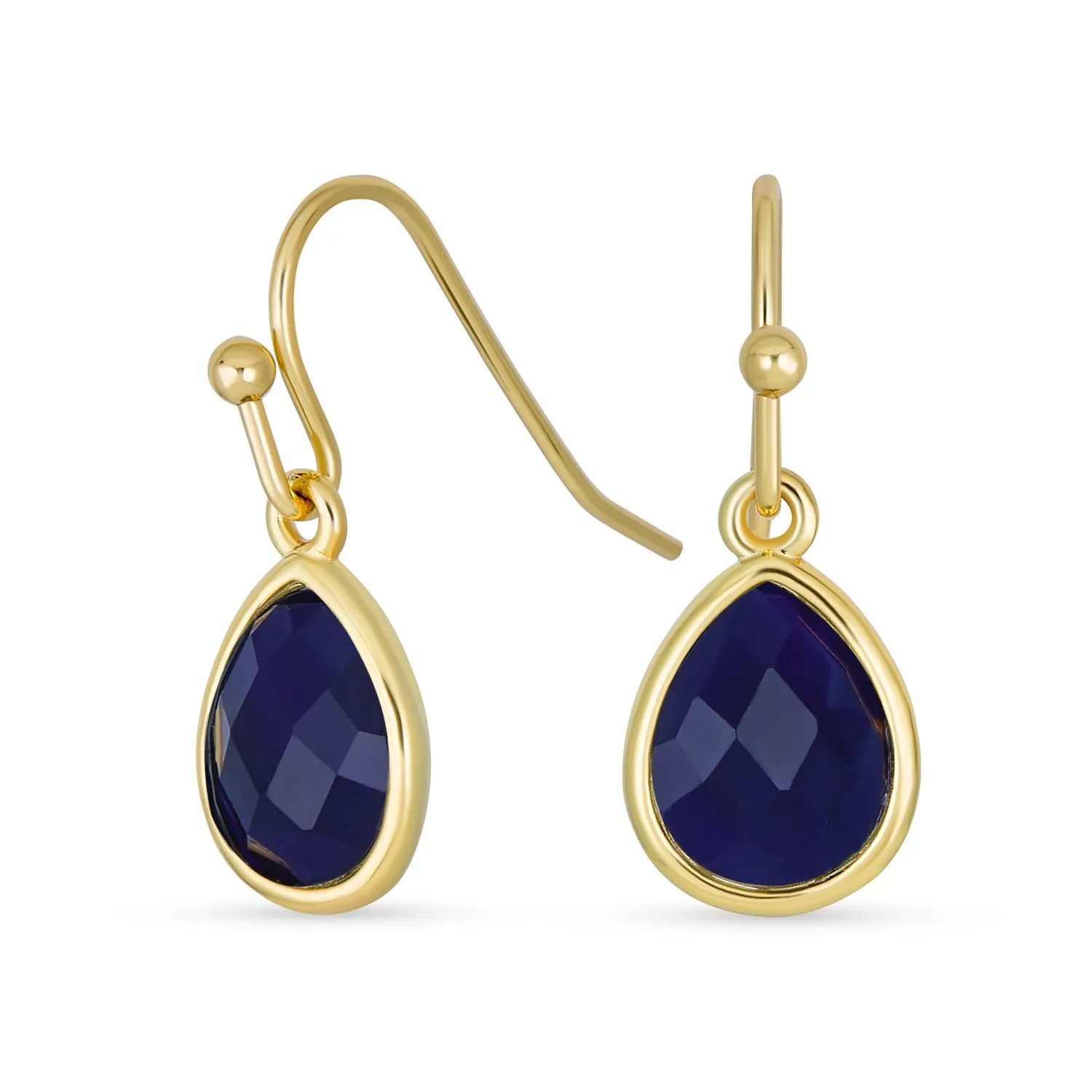 Gemstone Jewelry Set Teardrop Drop Earring Fish Hook Gold Plated