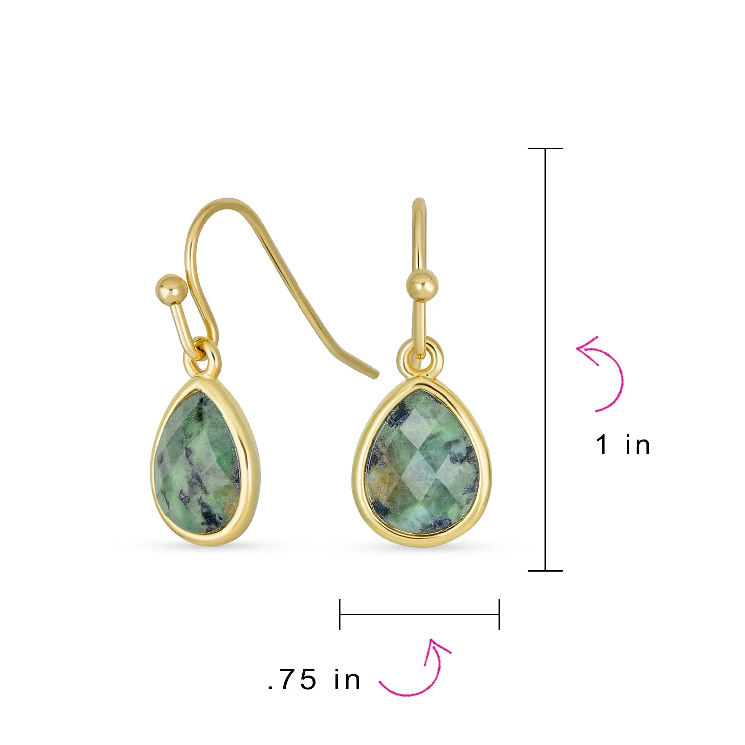 Gemstone Jewelry Set Teardrop Drop Earring Fish Hook Gold Plated