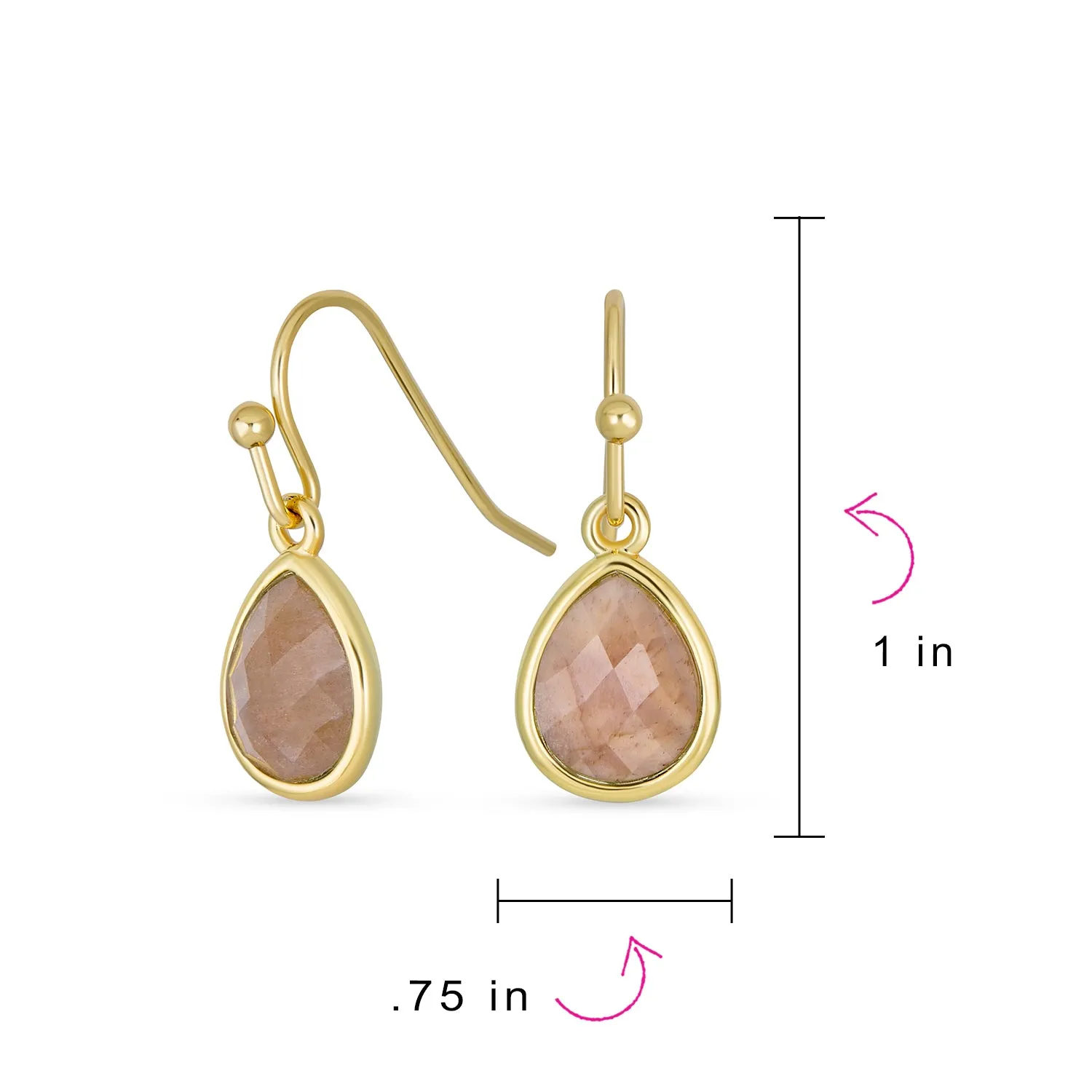 Gemstone Jewelry Set Teardrop Drop Earring Fish Hook Gold Plated