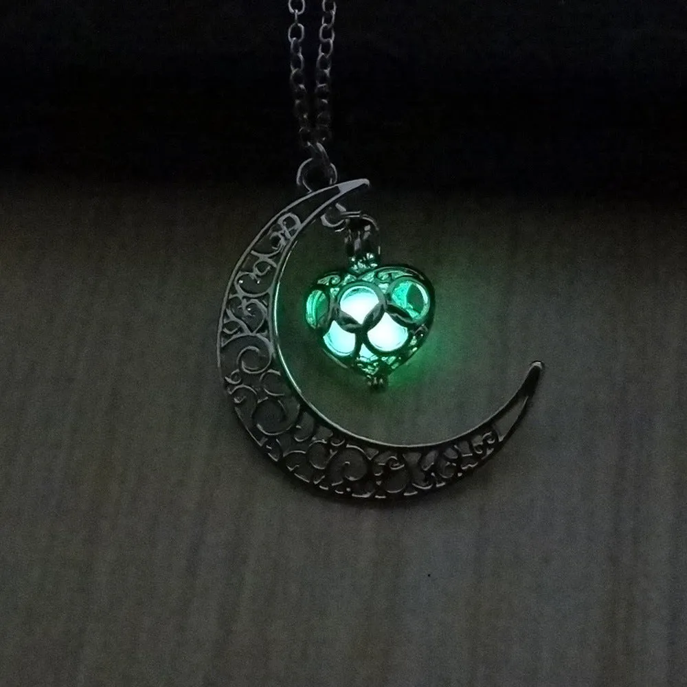 Glowing Pendant Necklaces Silver Plated Chain