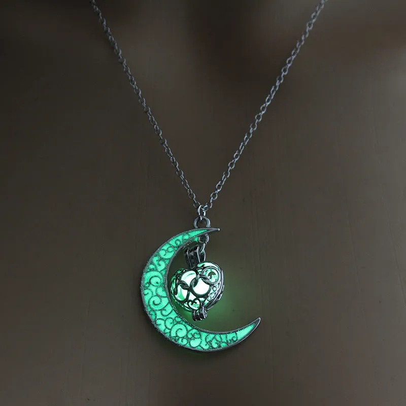 Glowing Pendant Necklaces Silver Plated Chain