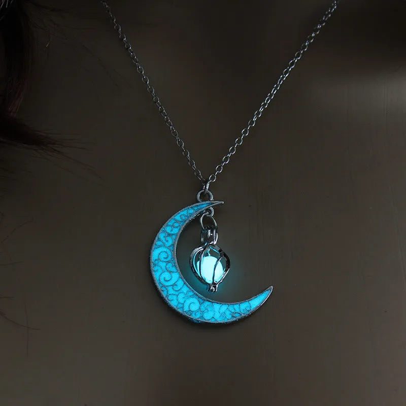 Glowing Pendant Necklaces Silver Plated Chain