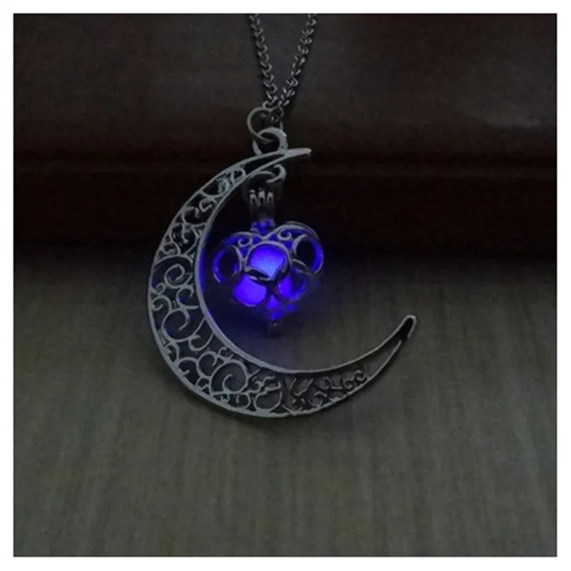 Glowing Pendant Necklaces Silver Plated Chain