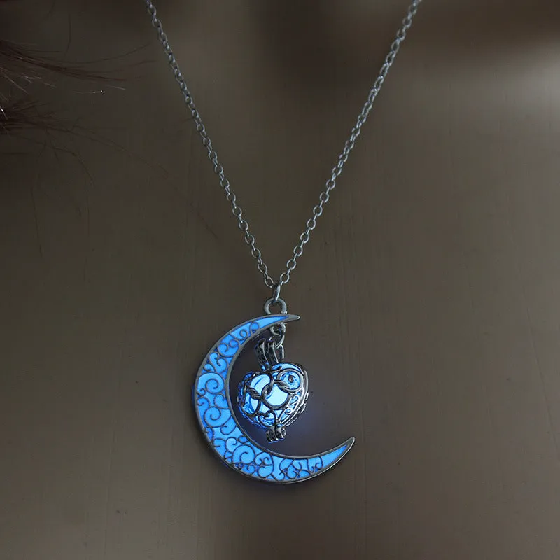 Glowing Pendant Necklaces Silver Plated Chain