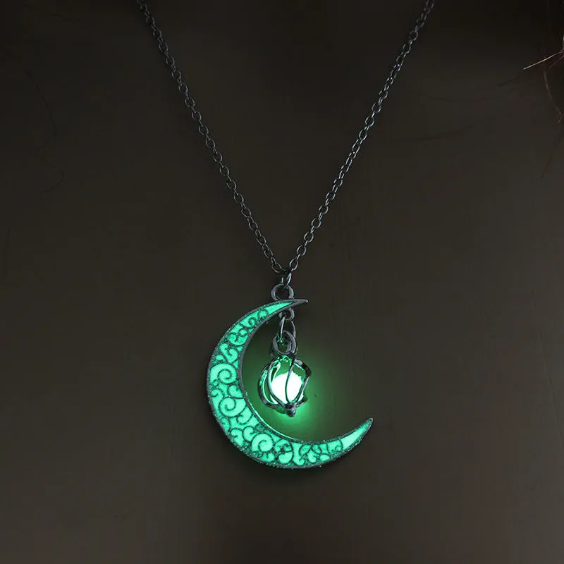 Glowing Pendant Necklaces Silver Plated Chain