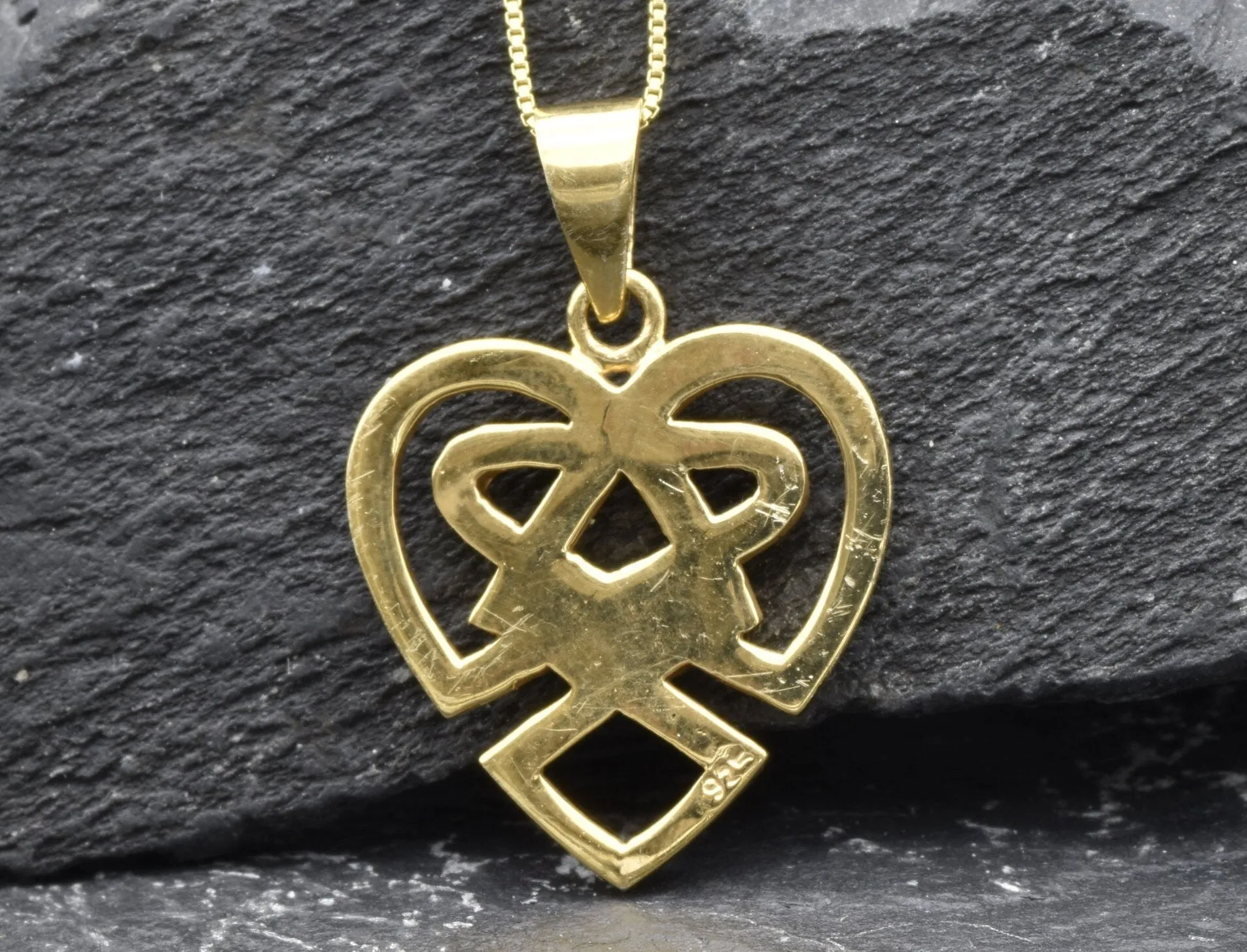 Gold Artistic Heart Pendant - Gold Celtic Heart Necklace, Knot Heart Pendant