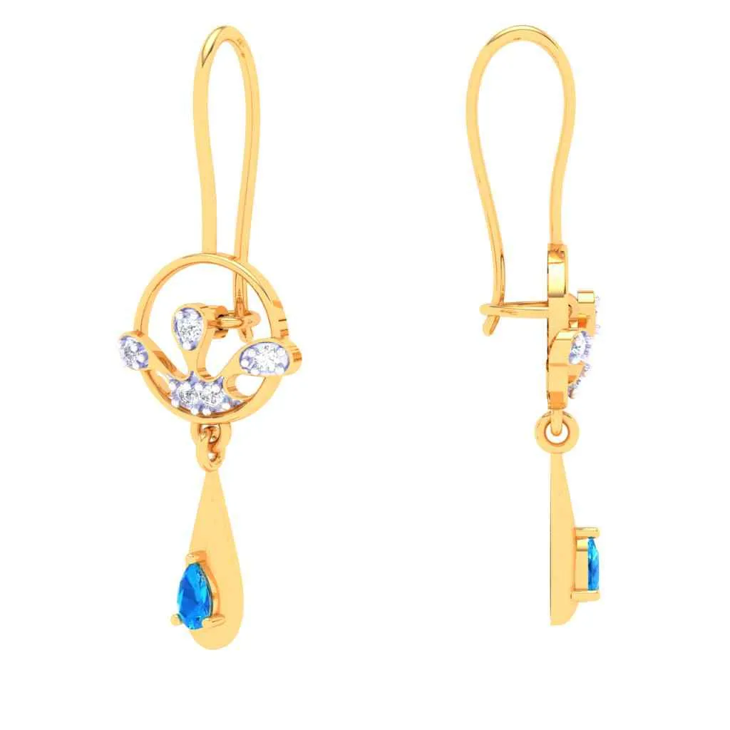 Gold Earrings With Unrivalled Design & Duo-gems From Amazea Collection