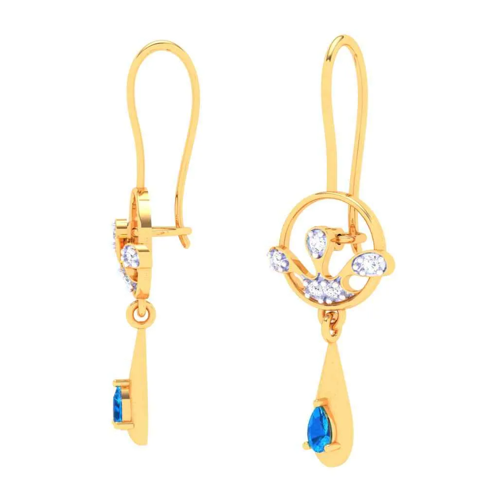 Gold Earrings With Unrivalled Design & Duo-gems From Amazea Collection