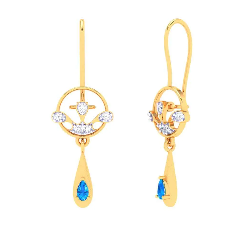 Gold Earrings With Unrivalled Design & Duo-gems From Amazea Collection