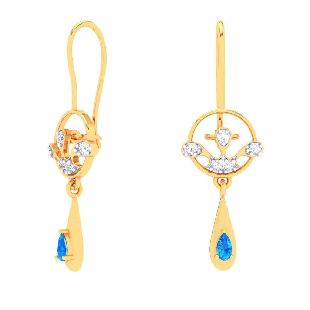 Gold Earrings With Unrivalled Design & Duo-gems From Amazea Collection