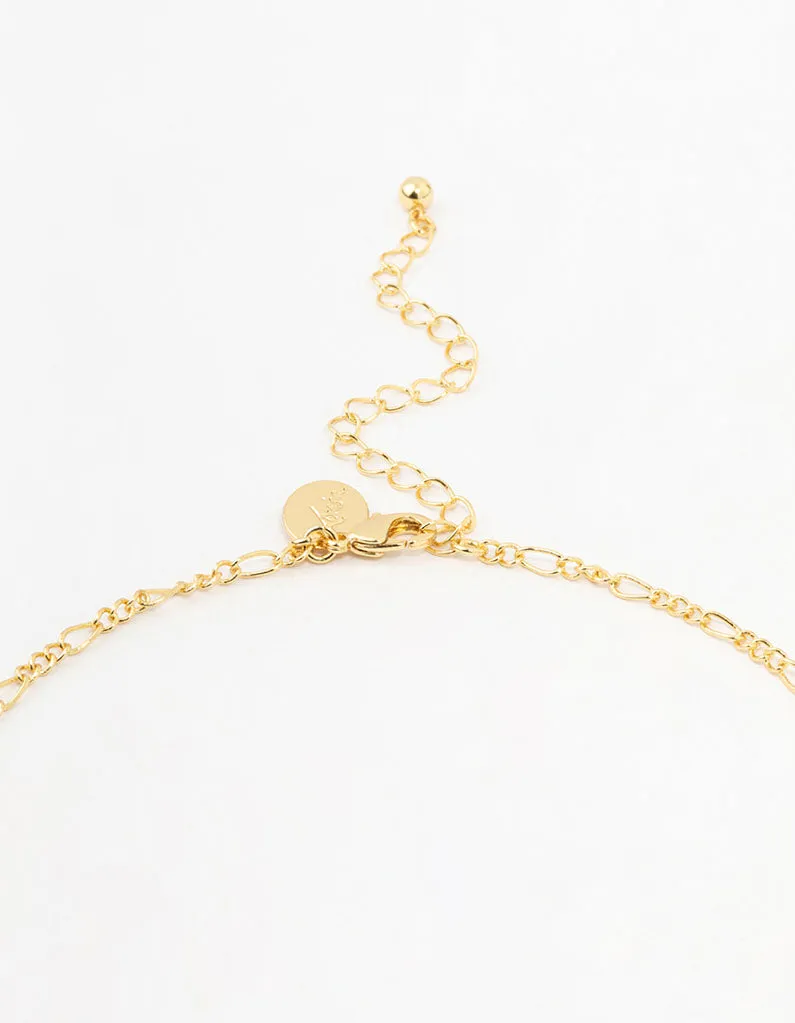 Gold Figaro Pearl Station Necklace