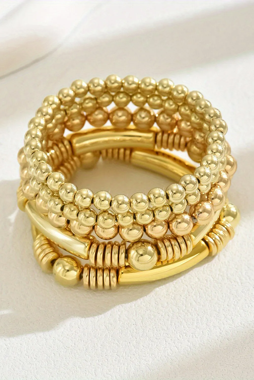 Gold Layered Elastic Bracelet Set