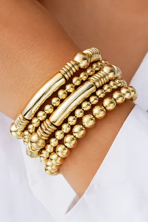 Gold Layered Elastic Bracelet Set