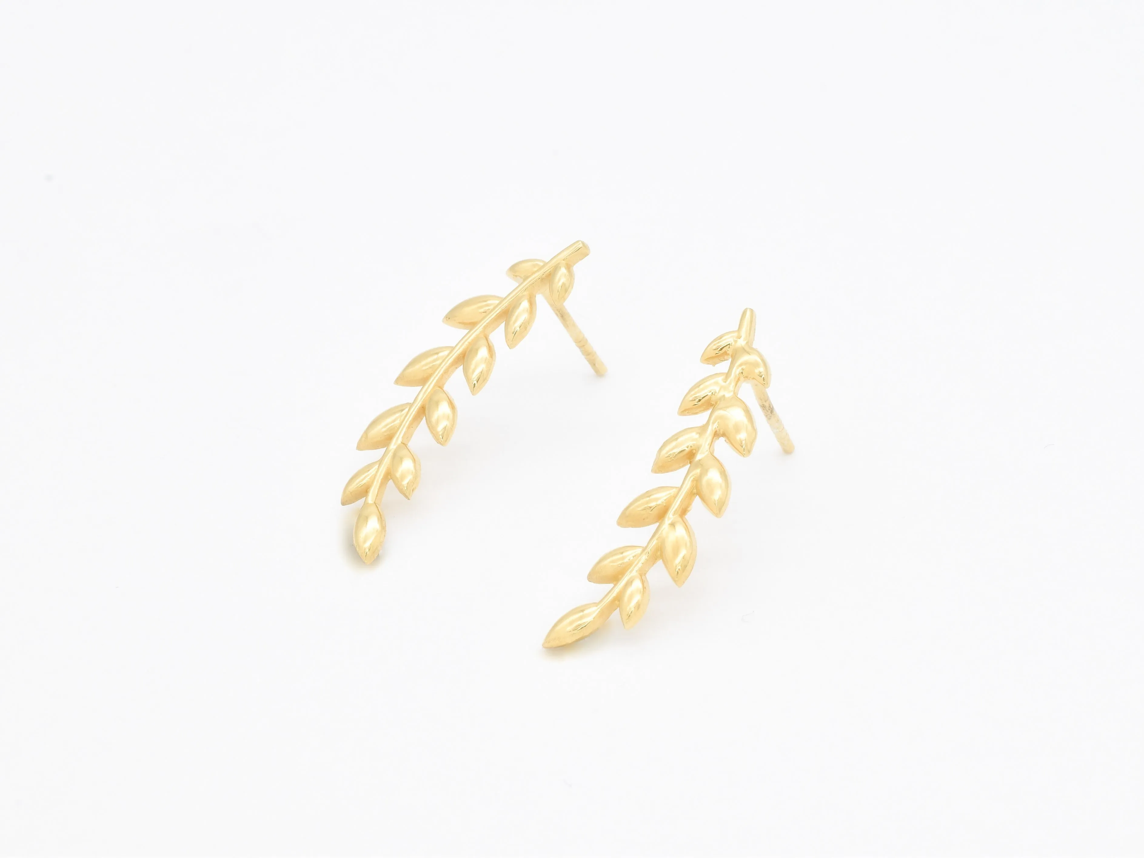 Gold Leaves Earrings - Long Drop Earrings - Olive Leaf Earrings