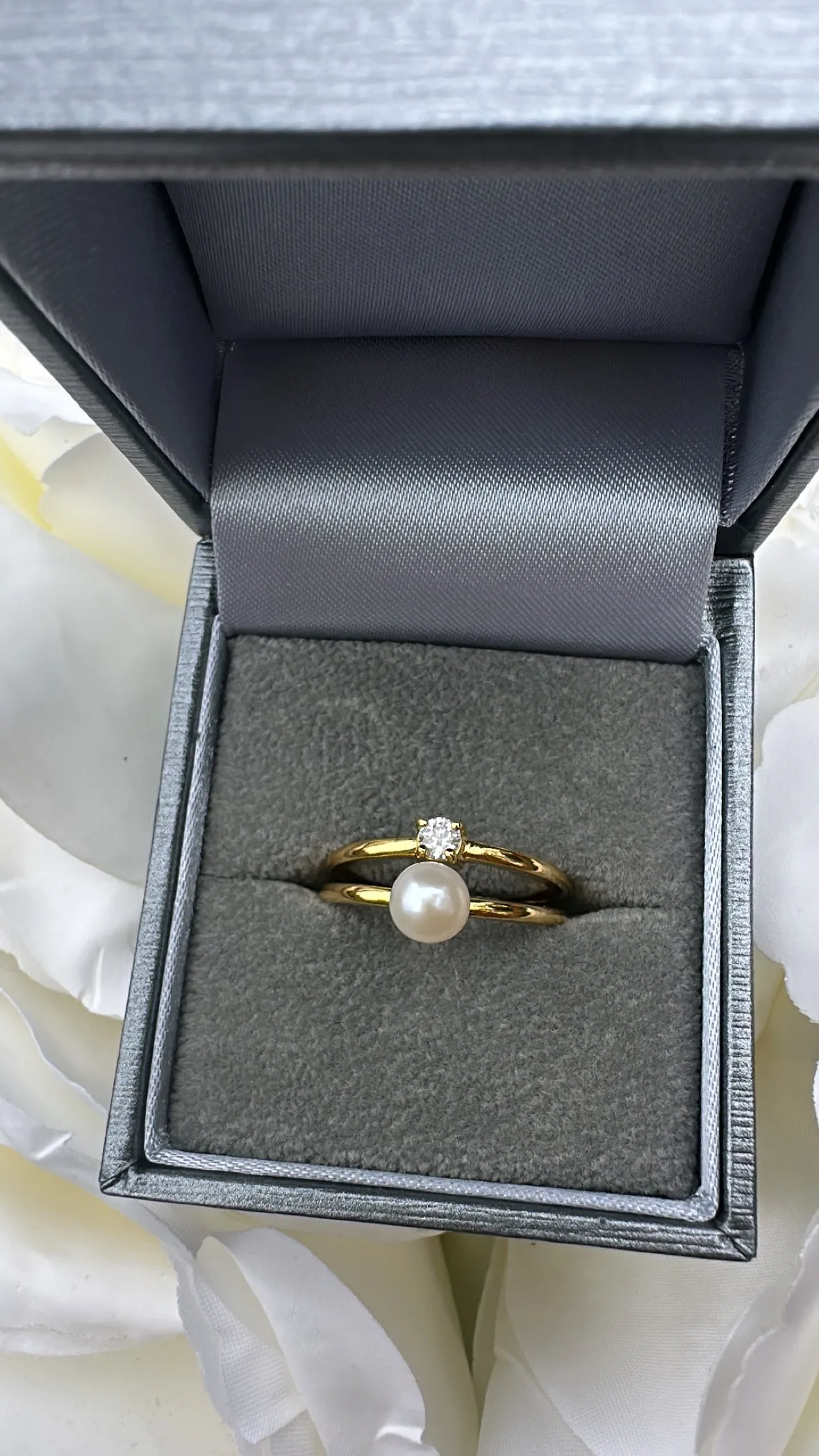 Gold Plated Pearl Ring- Sterling Silver