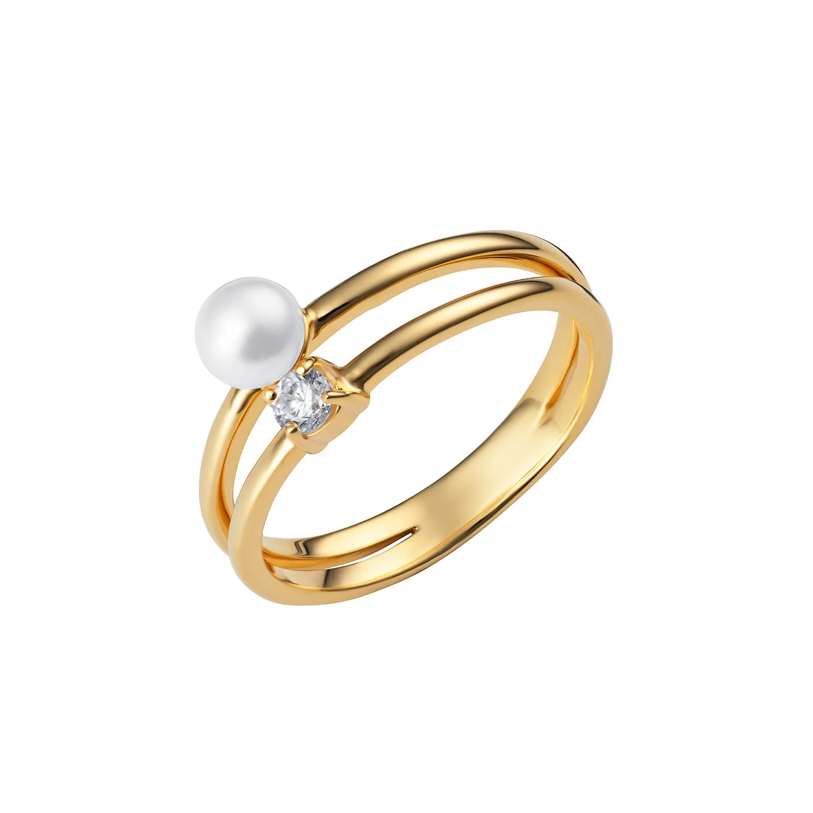 Gold Plated Pearl Ring- Sterling Silver