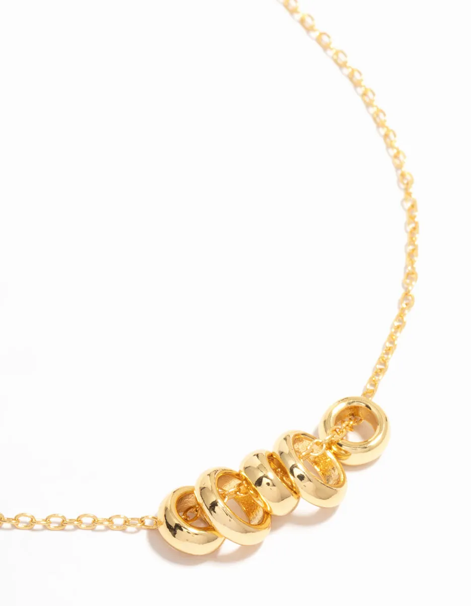 Gold Plated Rings Pendant Necklace