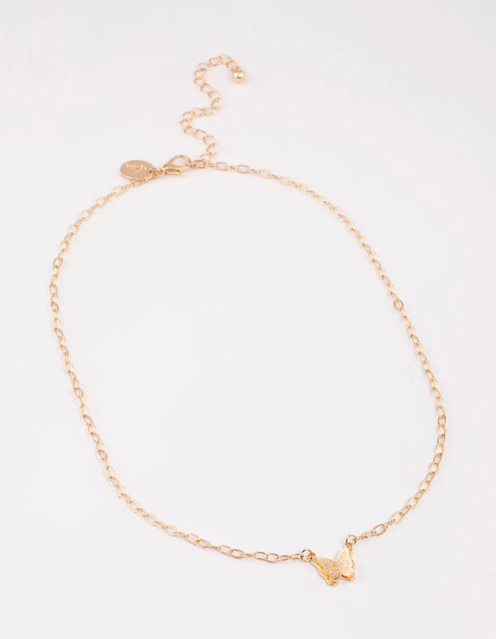 Gold Textured Butterfly Necklace