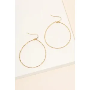 Gold Thin Hammered Drop Hoop