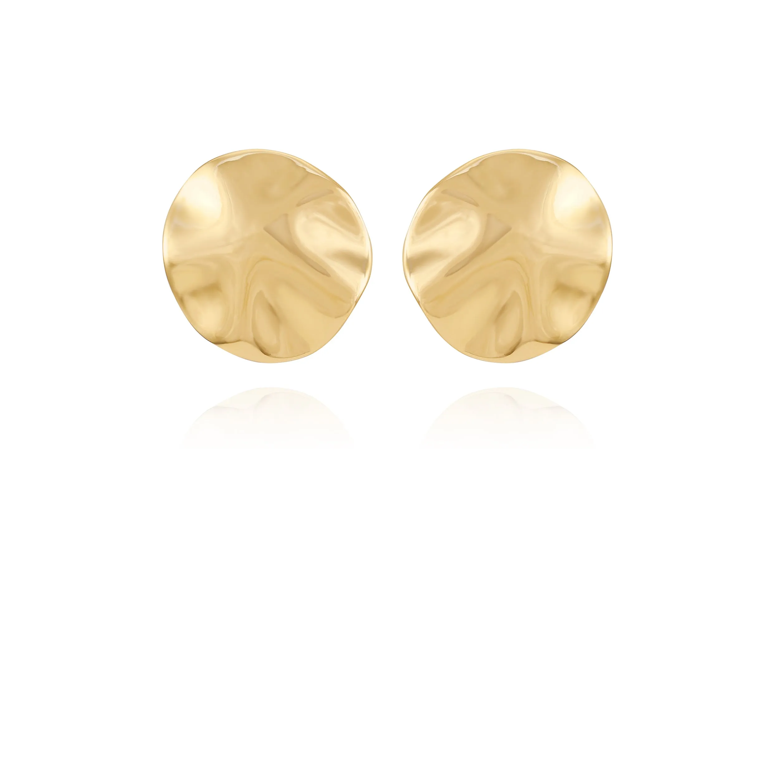 Goldtone Organic Round Button Earrings