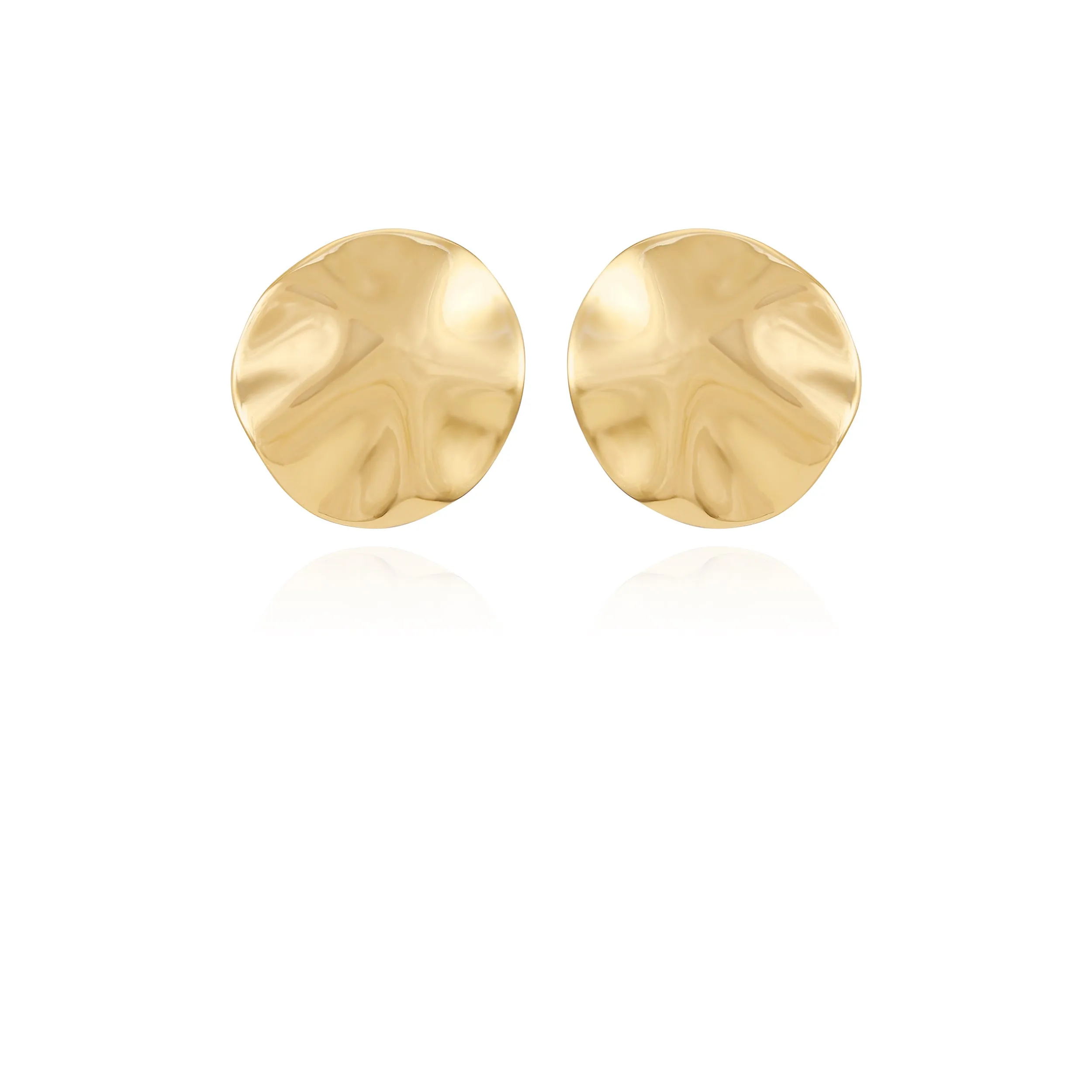 Goldtone Organic Round Clip On Earrings