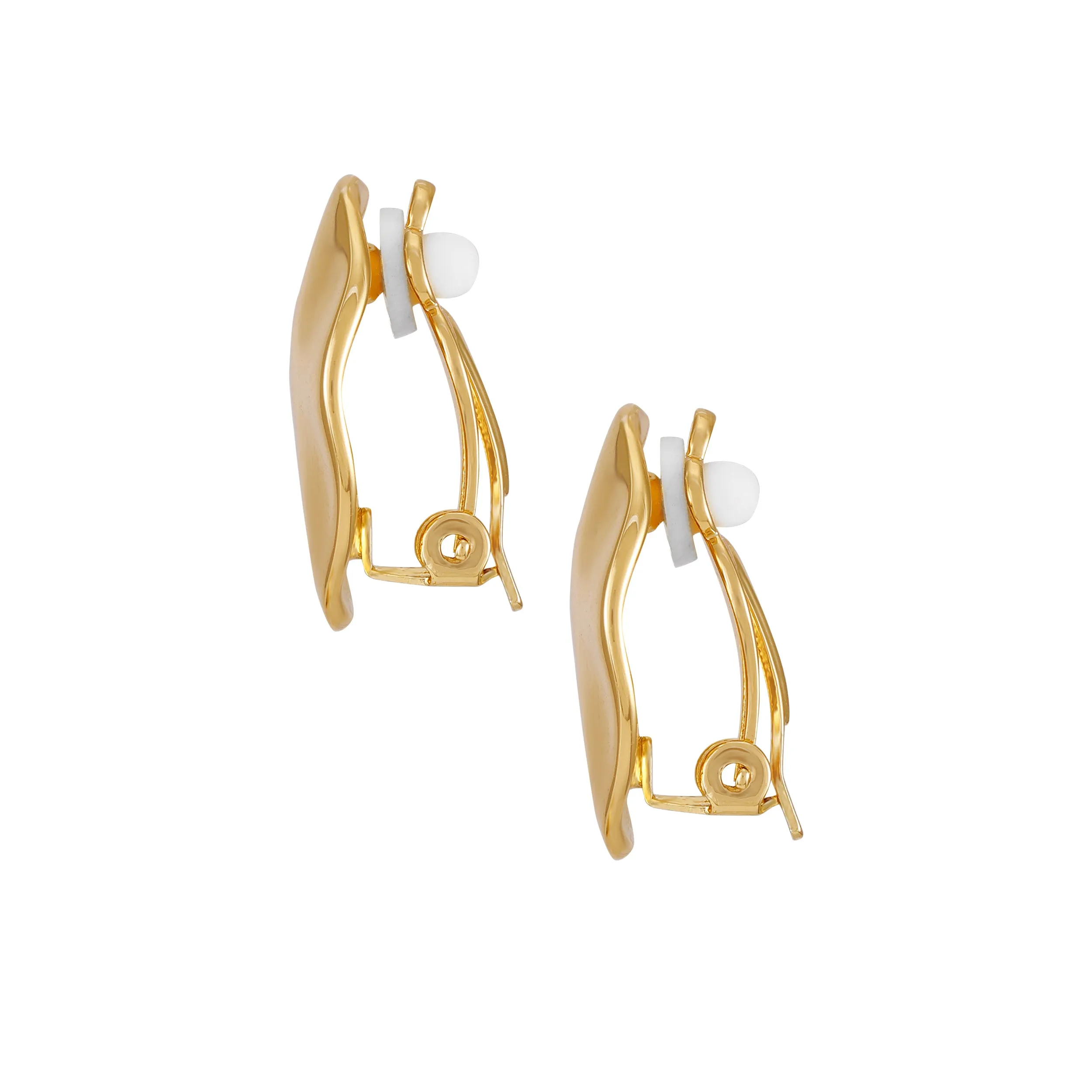 Goldtone Organic Round Clip On Earrings