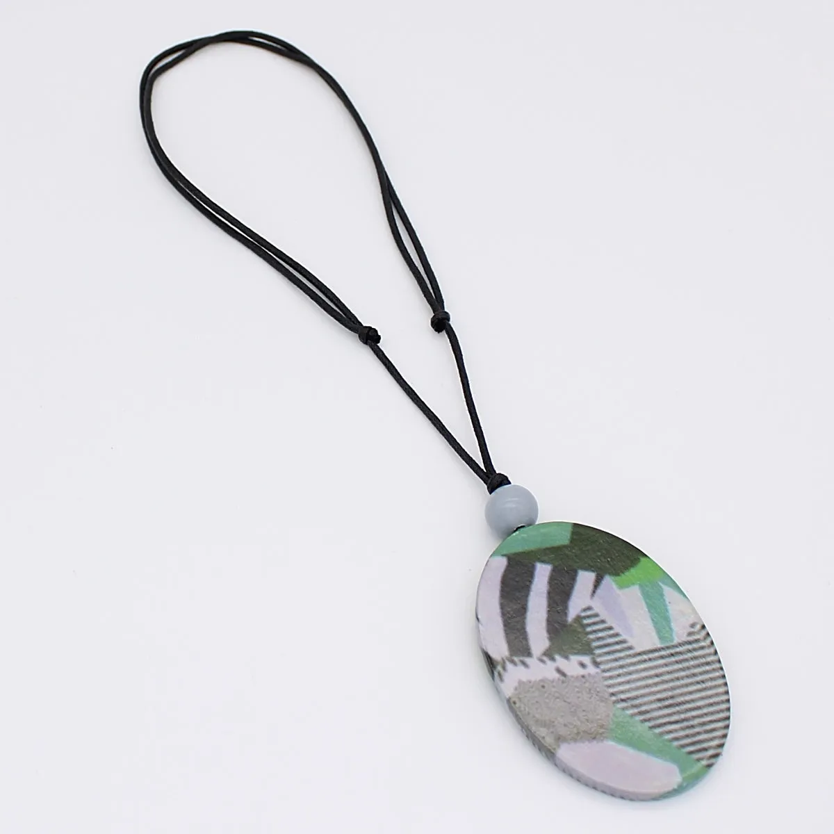 Green and Grey Scenic Decoupage Necklace