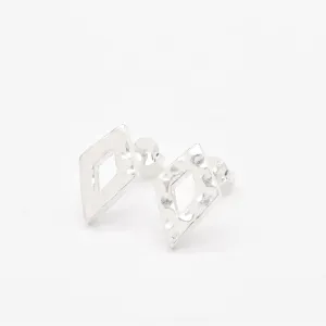 Hammered Kite Earrings - Diamond Shape Earrings - Silver Rhombus Studs