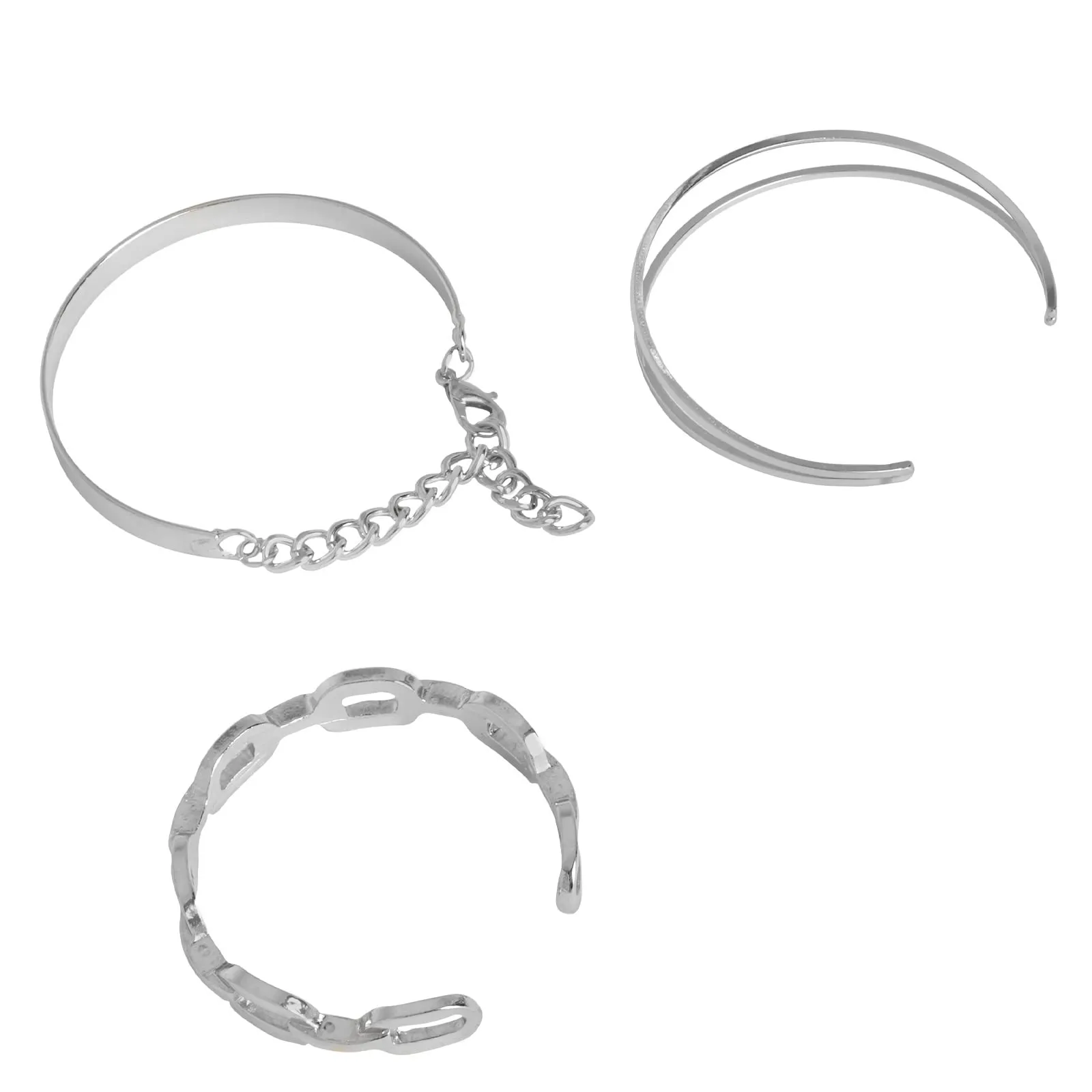 Hard To Get Silver Chain Set of 3 Bracelets