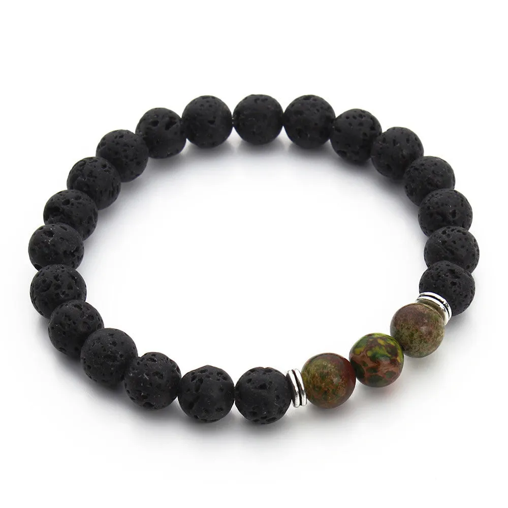 High Quality Black Lava Stone Beaded Bracelet Bangle Imperial Beads Stretch Women Mens Energy Yoga Jewelry Gift Bracelets