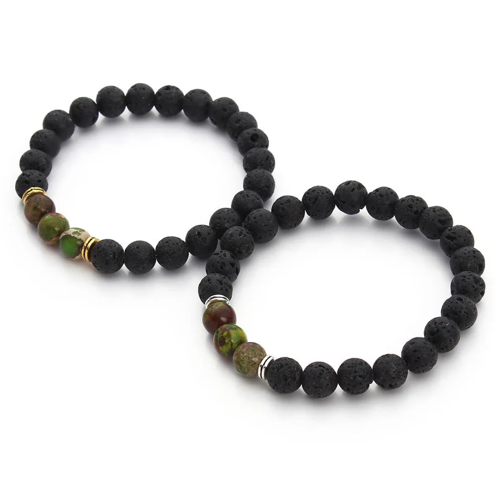 High Quality Black Lava Stone Beaded Bracelet Bangle Imperial Beads Stretch Women Mens Energy Yoga Jewelry Gift Bracelets