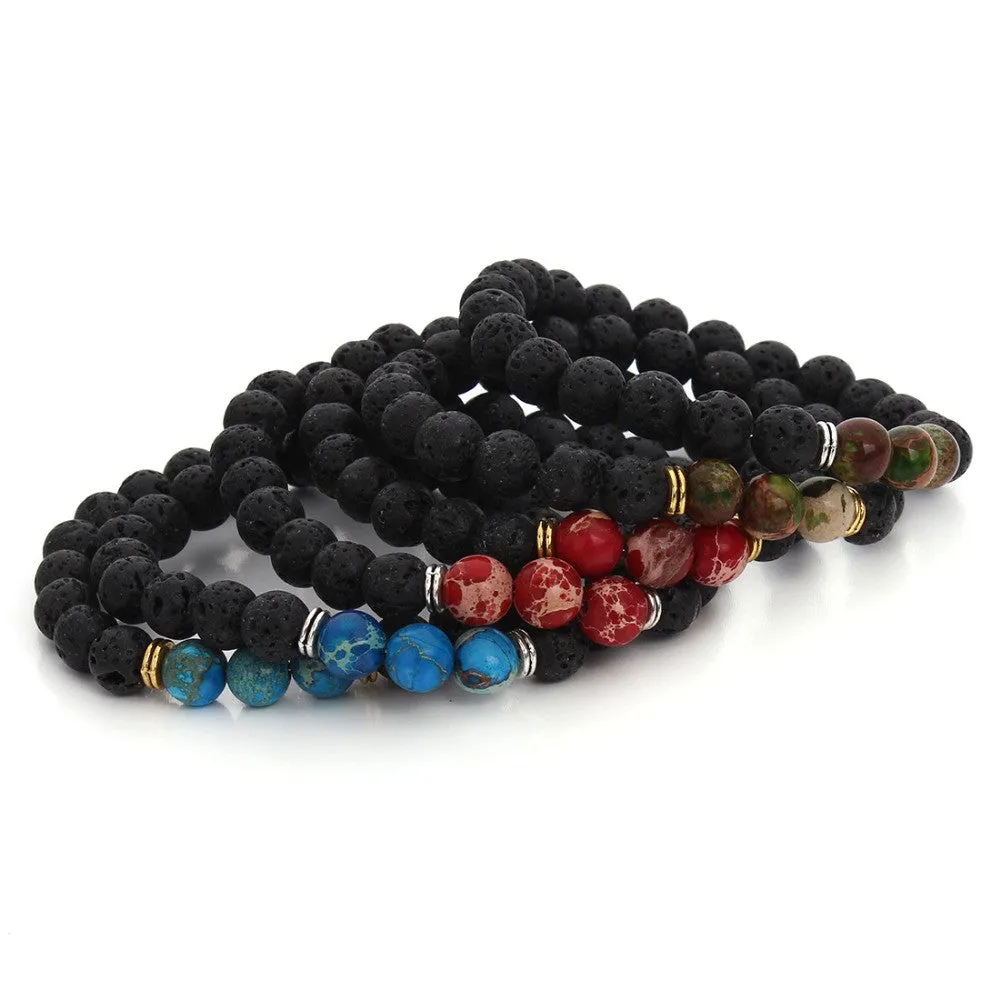 High Quality Black Lava Stone Beaded Bracelet Bangle Imperial Beads Stretch Women Mens Energy Yoga Jewelry Gift Bracelets