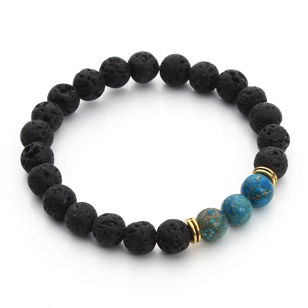 High Quality Black Lava Stone Beaded Bracelet Bangle Imperial Beads Stretch Women Mens Energy Yoga Jewelry Gift Bracelets