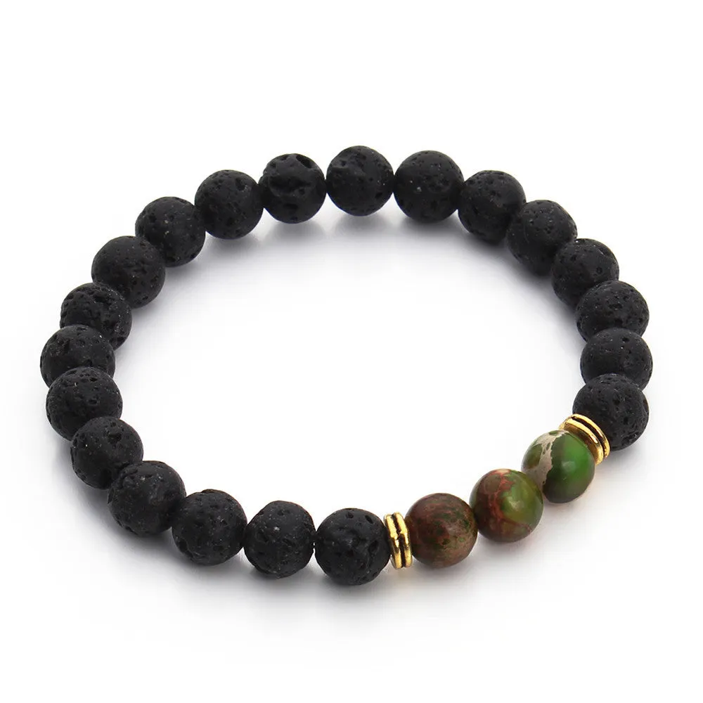 High Quality Black Lava Stone Beaded Bracelet Bangle Imperial Beads Stretch Women Mens Energy Yoga Jewelry Gift Bracelets