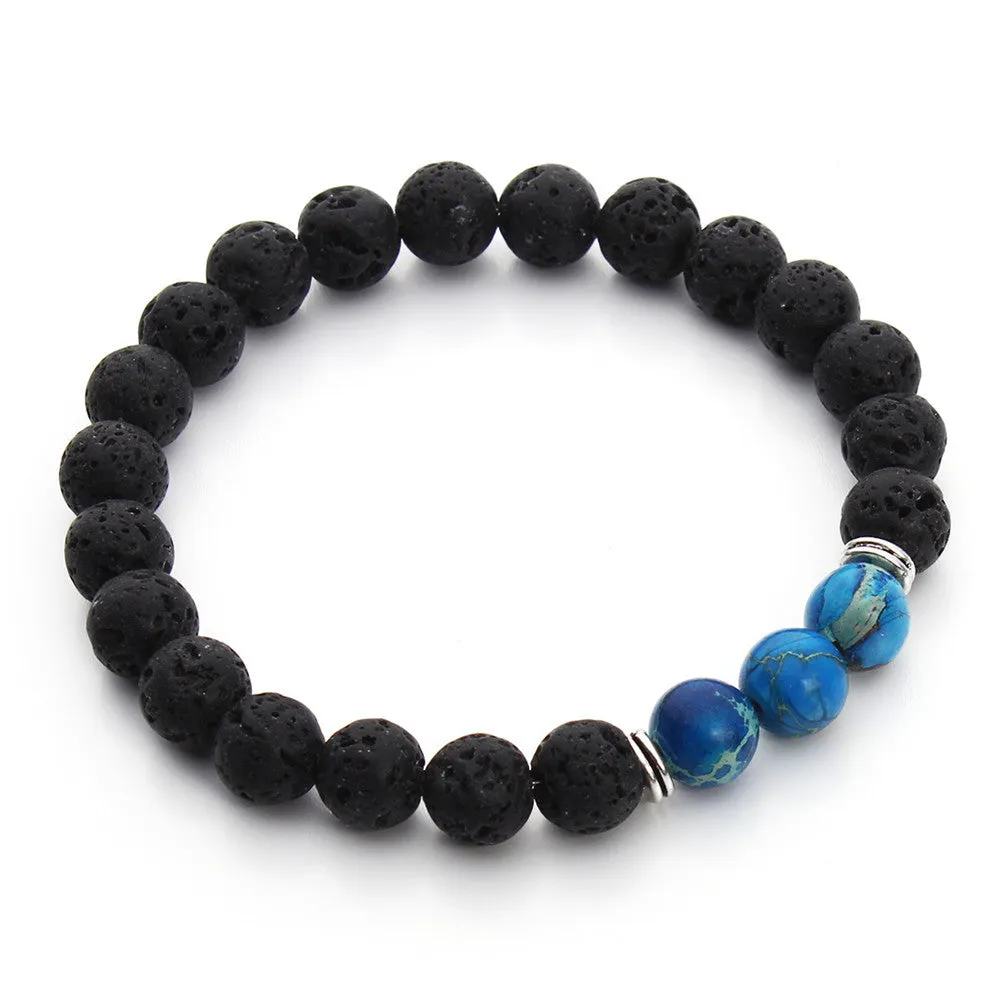 High Quality Black Lava Stone Beaded Bracelet Bangle Imperial Beads Stretch Women Mens Energy Yoga Jewelry Gift Bracelets