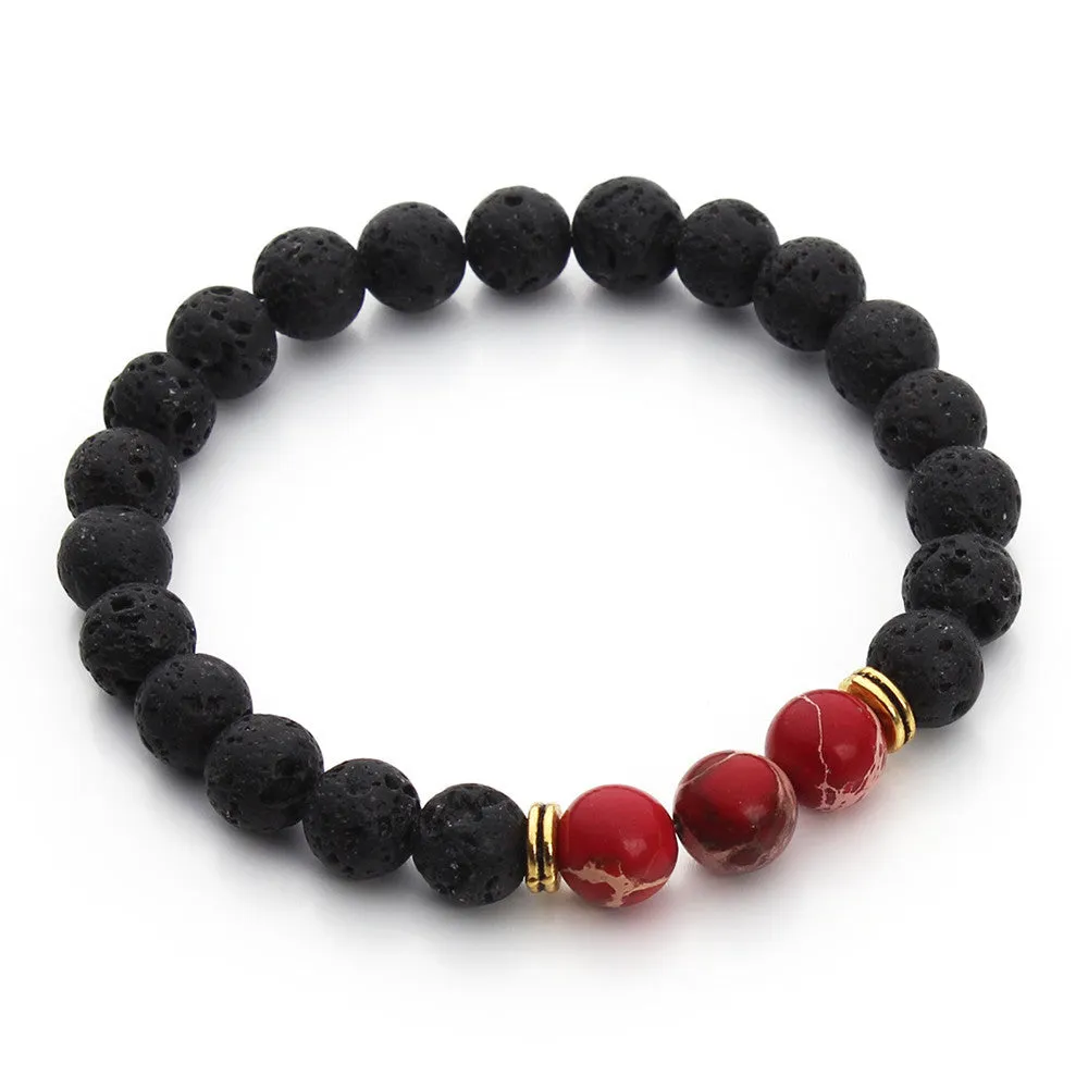 High Quality Black Lava Stone Beaded Bracelet Bangle Imperial Beads Stretch Women Mens Energy Yoga Jewelry Gift Bracelets