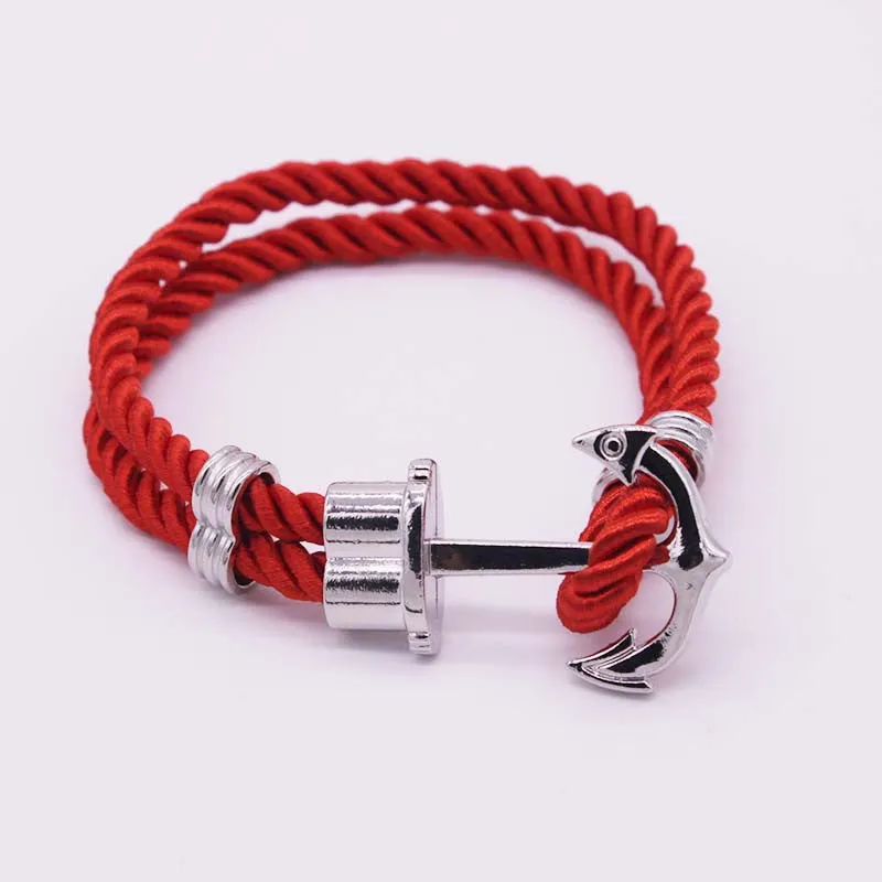 Hot Trendy Gold Silver Braided Rope Anchor Bracelet Men Charm Leather Bracelets & Bangles