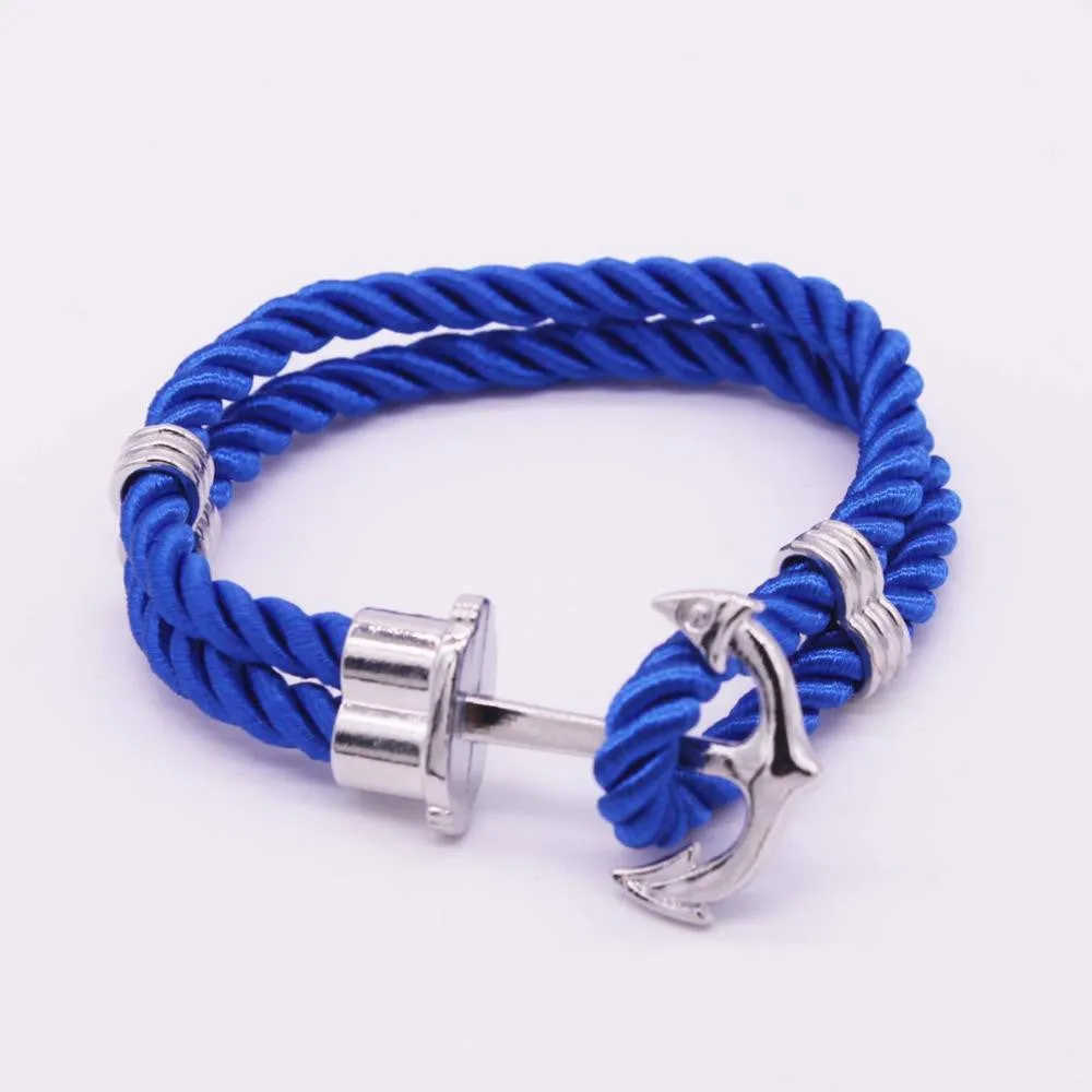 Hot Trendy Gold Silver Braided Rope Anchor Bracelet Men Charm Leather Bracelets & Bangles