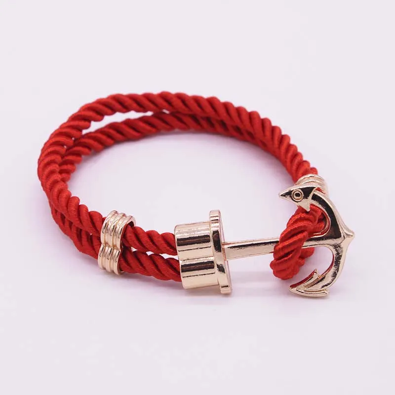 Hot Trendy Gold Silver Braided Rope Anchor Bracelet Men Charm Leather Bracelets & Bangles