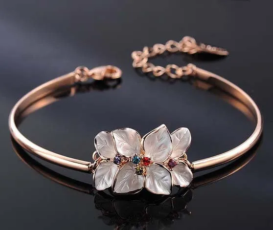 Italina Rigant Classic Flower Bracelet Rose Gold Plated With Genuine Austrian Crystal Mother's Day Gift