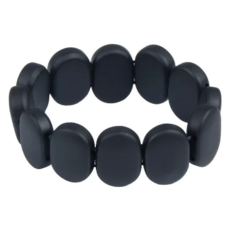 Jade Banichi Natural Black Bian Stone Carve Bracelet