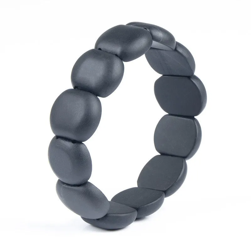 Jade Banichi Natural Black Bian Stone Carve Bracelet