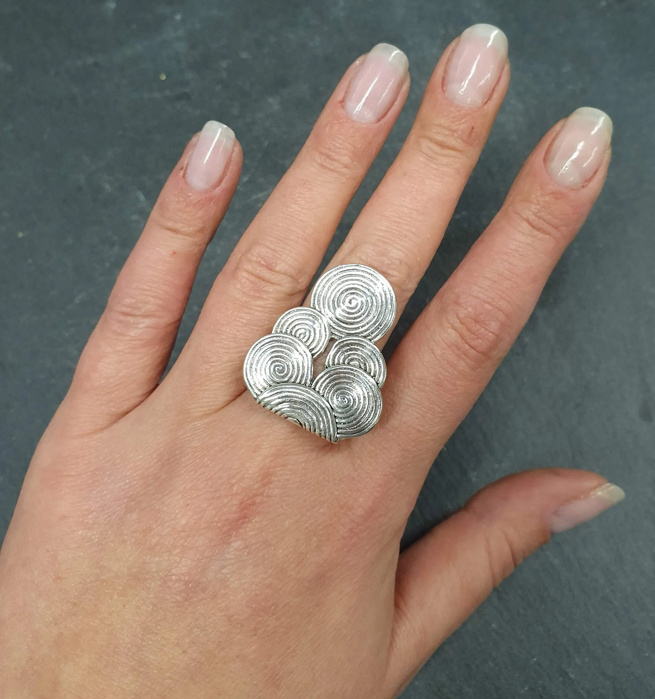 Large Infinity Ring - Big Boho Spiral Ring - Silver Spiral Statement Ring