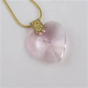 Large Pink Crystal Heart Pendant Necklace