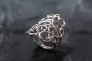 Large Swirl Ring - Silver Swirl Ring - Large Ornament Ring