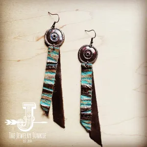 **Leather Rectangle Earrings in Turquoise Chateau 204t