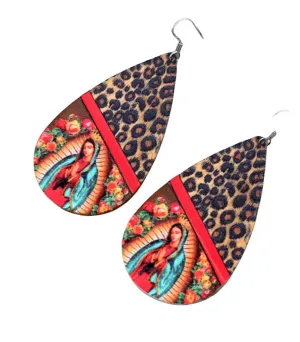 Leopard Teardrop Leather Earrings