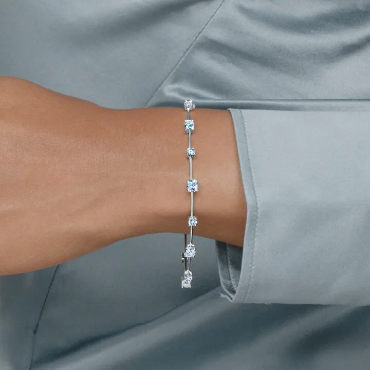 Line Bracelet with Round and Kwiat Cushion Diamonds